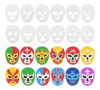 Sosation 72 Pcs Color Your Own Luchador Wresting Masks DIY Blank Paper Mexican Lucha Libre Masks with Ropes Graffiti Craft for Mexican Traditional Fiesta Birthday Party Favors