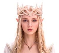 Sosation Antler Crown Fairy Forest Woodland Elf Deer Horns Headband 3D Printed Fantasy Renaissance Elven Crown Headpiece for Unisex Women Renfaire Outfit Halloween Medieval Costume Cosplay Party