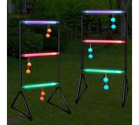 Sosation Light up Ladder Ball Set 6 Glow in The Dark Ball 2 LED Ladder Toss Outdoor Lawn Toss Game with Bag for Indoor Lawn Camping Beach Backyard Games