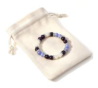 Sosation Menopause Bracelet for Women Natural Crystal, Elastic Amethyst Moonstone Lepidolite Wristlet, Hot Flashes Anxiety Relief, Menopause Gift for Women
