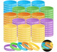 Sosation VBS 2026 Glow in the Dark Bracelet Lighting Decoration Christian Religious Silicone Gospel Inspirational Scripture Bible Rubber Bracelet for Activity Church Gift 100 Pieces