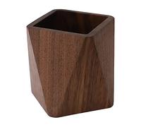 Soseelnee Black Walnut Wooden Pencil Box, Multiple-Use Desk Writing Stationary Organizer Wood Pen Holder Cups Office School Supplies Storage (Prismatic Shape)
