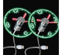 Soseelnee USB Clock Fan with Real Time Display, Mini Portable Flexible Cooling Fans with Led Light for Home Office (2)