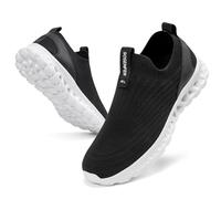 Sosenfer Men's Slip On Sneakers Without Laces Shoes Mesh Breathable Casual Sports Lightweight Walking Trainers Casual Sneaker-HEISE-44XIN Black