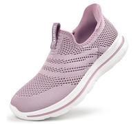 Sosenfer Slip on trainers, women's hands free shoes, without laces, lightweight trainers, breathable, comfortable slip-on shoes, fitness sports shoes, 2644 Purple, 6 UK
