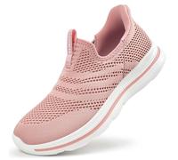 Sosenfer Slip on trainers, women's hands free shoes, without laces, lightweight trainers, breathable, comfortable slip-on shoes, fitness sports shoes, 2644 Pink, 7 UK