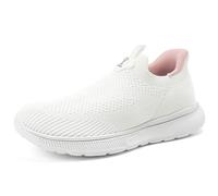 Sosenfer Women's Slip On Trainers, Lightweight Breathable Women's Sports Shoes Without Laces, Lightweight Trainers, Slip In Shoes, Mesh Casual Shoes, Comfortable Casual Working Shoes, 2645 White, 5 UK