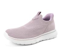 Sosenfer Women's Slip On Trainers, Lightweight Breathable Women's Sports Shoes Without Laces, Lightweight Trainers, Slip In Shoes, Mesh Casual Shoes, Comfortable Casual Working Shoes, 2645 Purple, 9