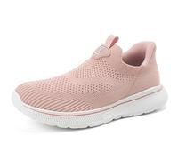 Sosenfer Women's Slip On Trainers, Lightweight Breathable Women's Sports Shoes Without Laces, Lightweight Trainers, Slip In Shoes, Mesh Casual Shoes, Comfortable Casual Working Shoes, 2645 Pink, 5 UK