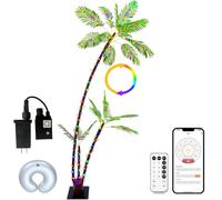 SOSHOT 7FT Lighted Artificial Palm Tree with Three Trunks and 242 LED Lights with Remote Control and App Waterproof for Tiki Bars, Patios,Beaches,Yards Pool, Cruise Party-Warm White to Multicolor