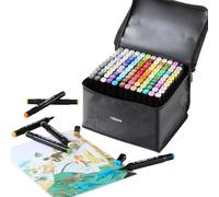 SOSINYA 120 Colours Dual Tip Art Markers Set, Felt Tip Pens for Adults, Permanent Alcohol Marker Pens for Drawing,Sketching,Anime,Manga with Carrying Case and Storage Base