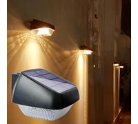 Soslina 4 Pack Solar Fence Lights, Warm White Decking Lights Solar Powered Step Lights Outdoor Waterproof Garden LED Wall Lights, Path Lighting for Patio, Gate, Yard, Front Door