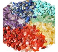 SOSMAR 500 Pieces Dirlled Gemstone Beads, 7 Chakra Crystals for Jewellery Making, Bracelet Beads, Drilled Crystal Chips for Crafting, Red Agate/Lapis Lazuli/Amethyst for Bracelet Making DIY