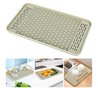 SOSMAR Drainer with Drip Tray - Dish Drain Board - Water Collection Drying Tray Trivet for Fruit, Mug, Utensils, Bathroom Accessories, Coffee and Tea, 39 x 22.5cm Green