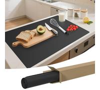 SOSMAR Large Silicone Mats for Worktops 90x60x0.2cm, Heat Resistant Waterproof Nonstick Kitchen Counter Protector, Non-Slip Silicone Sheet for Resin, Craft Painting, Dining Table Placemat - Black