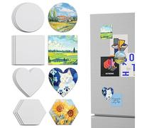 SOSMAR Magnetic Art Canvas Panels - Acrylic/Oil/Watercolor Board Set of 12 - Hexagon, Round, Square, Heart Mini Canvas Blank for Kids Small Painting, Fridge Decorative Magnets