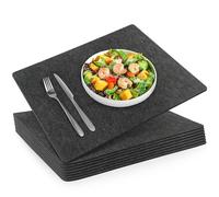 SOSMAR Pack of 8 Premium Felt Placemats, 44 x 32 cm, Washable Place Mats, Made of 3 mm Thick Felt, Place Mats, Coasters for Dining Table, Table Mats (8 Pieces/Anthracite)