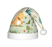 SOSNBK Festive Cute little baby dinosaur Print Christmas Hat for Kids â€“ Soft Plush Santa Hat, Perfect Holiday Headwear for Christmas