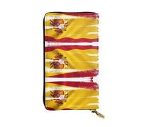 SOSNBK Spain Flag Print Leather Wallet for Women â€“ Stylish Long Clutch Bifold Card Holder, Lightweight Checkbook Wallet
