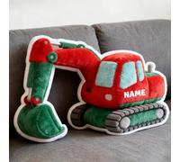 SosnSusn Custom Cute Excavator Shaped Pillow with Name, Double-Sided Personalised Pillow for Bed Sofa Car Couch Decor Cushion Birthday, Christmas, Valentine's Day Gifts for Men Women Family Friends