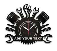 SosnSusn Garage Wall Clock Personalized Metal Auto Repair Mechanic Tools Wall Clock Custom Name Text Man Cave Garage Wall Sign Decor Gift for Father's Day Husband