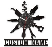 SosnSusn Garage Wall Clock Personalized Metal Auto Repair Mechanic Tools Wall Clock Custom Name Text Man Cave Garage Wall Sign Decor Gift for Father's Day Husband