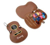 SosnSusn Personalized Guitar Pick Holder, Custom Guitar Pick Case, Storage Bag with 18 Slots, Portable Leather Guitar Pick Storage with Name, Guitar Plectrums Bag, Shaped Guitar Pick Holder