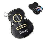 SosnSusn Personalized Guitar Pick Holder, Custom Guitar Pick Case, Storage Bag with 18 Slots, Portable Leather Guitar Pick Storage with Name, Guitar Plectrums Bag, Shaped Guitar Pick Holder