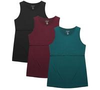 Sosolism Fitted Women's Maternity Nursing Shirt Comfy Breastfeeding Tank Tops 3-Pack,Black/Red/Green,2XL