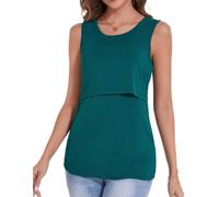 Sosolism Fitted Women's Maternity Nursing Shirt Comfy Breastfeeding Tank Tops,Green,L