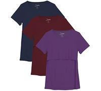 Sosolism Fitted Women's Maternity Nursing Tops Comfy Breastfeeding Shirt 3-Pack,Red/Blue/Purple,M