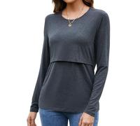 Sosolism Rayon Women's Maternity Nursing Tops for Breastfeeding Shirt,Grey,2XL
