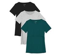 Sosolism Soft Women's Maternity Nursing Tops for Breastfeeding Shirt 3-Pack,Green/Light Grey/Black,2XL