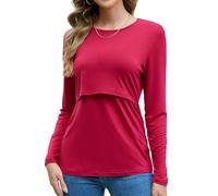 Sosolism Winter Maternity Nursing Shirts for Women Breastfeeding Tops, Wine,S