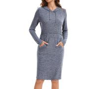 Sosolism Women's Maternity Nursing Dress Winter Breastfeeding Skirt,Dark Blue,S