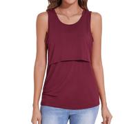Sosolism Women's Maternity Nursing Shirts for Breastfeeding Tank Top,Wine,2XL