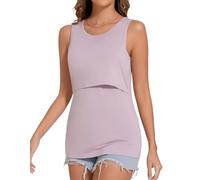 Sosolism Women's Maternity Nursing Tank Tops for Breastfeeding Shirt,Pink,2XL