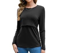 Sosolism Women's Maternity Nursing Tops for Breastfeeding Shirt,Black,2XL