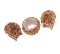 Sosoport 1 Set Dollhouse Miniature Furniture Set Weaving Design Tiny Chair Table Kit for Doll House Decorations Multi Functional Accessories for Displaying Miniatures