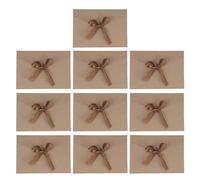 Sosoport 10 Pcs Khaki Retro Creative Bow Envelopes for Wedding Invitations and Birthday Parties, Paper Material with Proper Size and Ribbon Tieing