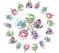 Sosoport 100pcs Glass Ball Charms for Jewellery Making Adults, DIY Necklace Charms with Hanging Ring, Practical Glass Material, Assorted Colour, for Earrings and Keychains