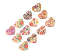 Sosoport 100Pcs Heart-Shaped Wooden Buttons Decorative Creative Handcraft Tools with Environmental Protection Water Paint Assorted Color Mini Size for DIY Manual Scrapbooking