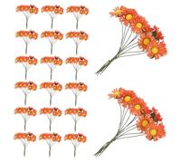 Sosoport 100pcs Simulated Daisy Flower Decorations Orange Faux Mini Daisy Bunches Lifelike Artificial Flowers for Wedding Crafts Office Home DIY Props