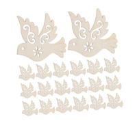 Sosoport 100pcs Unfinished Wooden Peace Dove Ornaments DIY Craft Hanging Pendants Natural Wood Bird Shapes for Painting Home Office Decoration