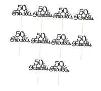 Sosoport 10pcs Black Fabulous Cake Topper for Birthday Anniversary Celebrations Fade-resistant Elegant Decoration for Cakes Ice Cream Fruits Cookies Party Supplies