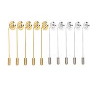 Sosoport 10pcs Brooch Bases Tray Stick Pin Lapel Pin Zinc Alloy Round Chic Not Easy to Bend Keep from Sliding of Place for Garment Accessories DIY Craft Corsage