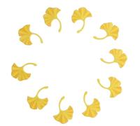 Sosoport 10pcs Ginkgo Leaf Shape Appliques Patch Yellow Polyester Cover Broken Holes Won't Hurt Skin Clothing Accessory for Fashion DIY Projects