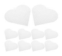 Sosoport 10pcs Heart Shaped Plastic Canvas Sheets for Embroidery and Needlepoint, White Mesh, Moisture Resistant and Provides Stability, for 3D Decorations and Holiday Patterns