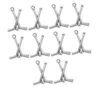 Sosoport 10pcs Retro Silver Hockey Stick Charms for DIY Jewelry Making Durable Sports Accessories for Bracelets Necklaces for Team Spirit Personalization