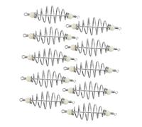 Sosoport 10pcs Spring Bait Holder Fishing Bait Basket Cage Spring Feeder Holder Fishing Trap Holder Carp Fishing Trap Feeder Basket Fishing Coarse Bait Cage Carp Lure Stainless Steel Silver